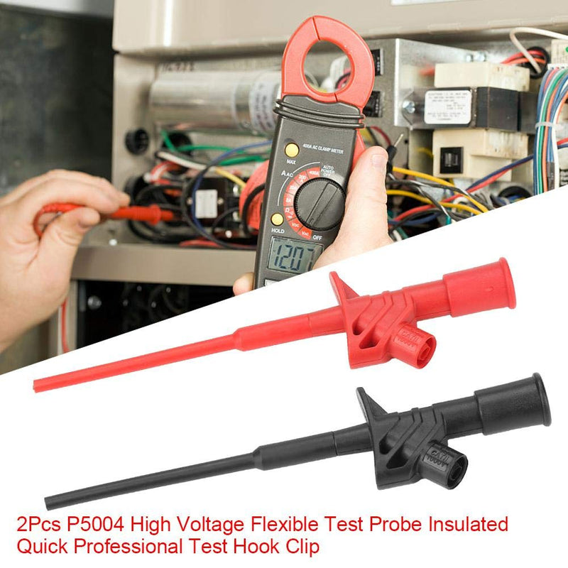 Test probe, 2 pieces. P5004 test hook clamp, quick insulated, quick professional test clamp, nickel plating, surface treatment, flexible high voltage probe