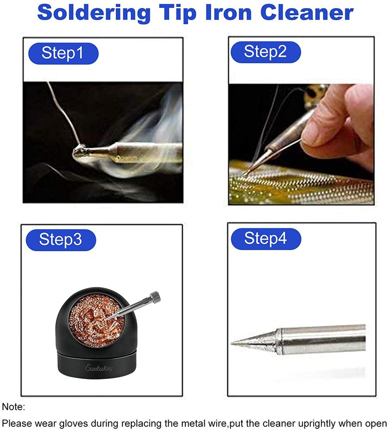 Soldering Tip Cleaner, Soldering Tip Cleaning Wire, Soldering Iron Cleaner and Holder Kit Made of Soft Wound Brass Tip Cleaner