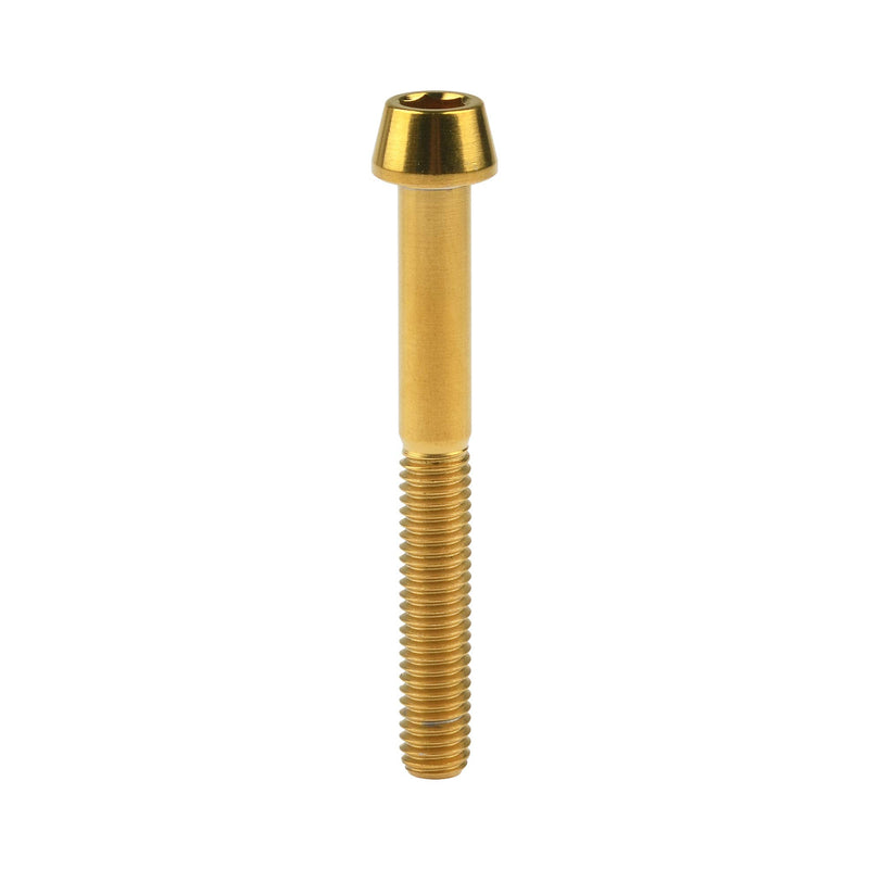 Titanium Ti M6 x 10 16 18 20 25 30 35 40 45 50 55 60 65mm Allen Hex Screw Socket Cap Tapered Bolt Pack of 4 (M6X50mm, Gold) M6X50mm