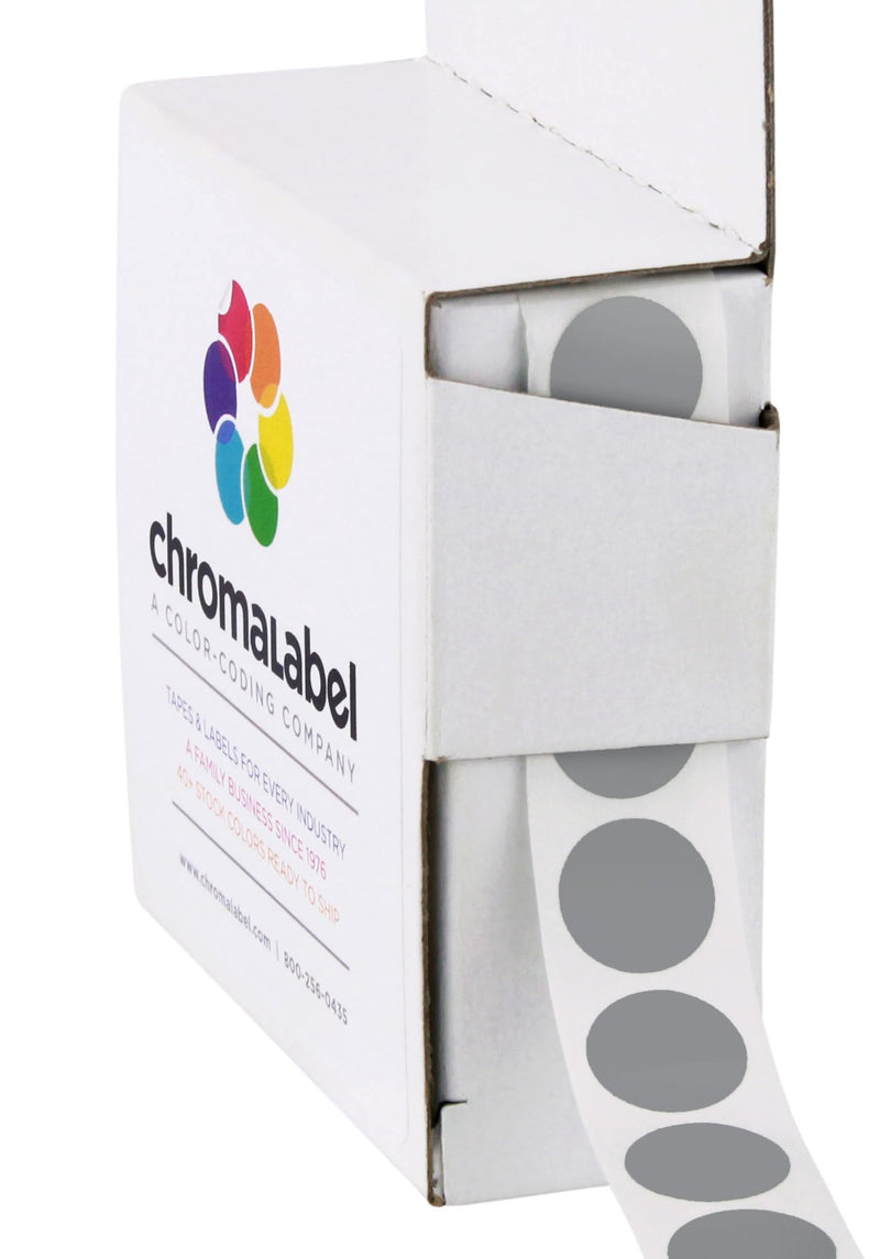 ChromaLabel 1/2 Inch Round Removable Color-Code Dot Stickers, 1000 per Dispenser Box, Gray 1/2"