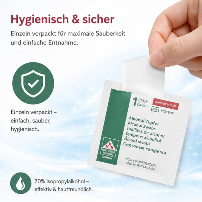 Alcohol Swabs for Cleaning 70% Isopropyl Alcohol Non-Sterile Individually Packed Unfolded 6 x 3 cm Box of 100