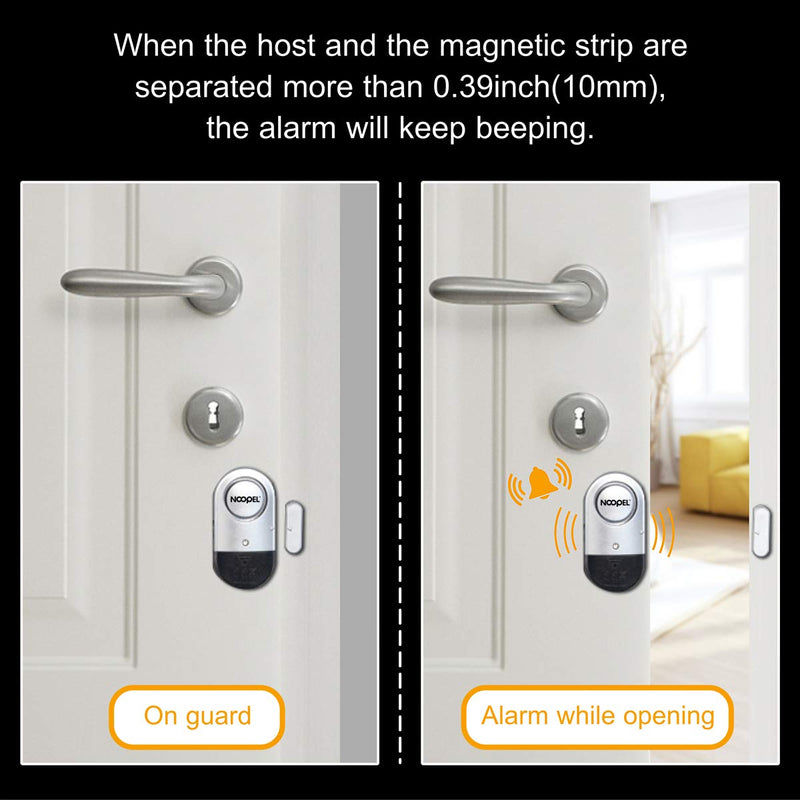 Door Window Alarm 2 Pack Noopel Home Security Wireless Magnetic Sensor Burglar Anti-theft 120DB Alarm with Batteries included - DIY Easy to Install (2)