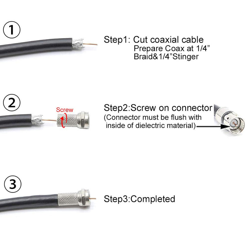 VCE Coaxial Cable Connector 6 Pcs with 3 Pcs Combined Format, 3GHz Coax Coupler for Coaxial Cable Extender, TV Cable Repair, Nickel Plated TV Cable Connector Kit