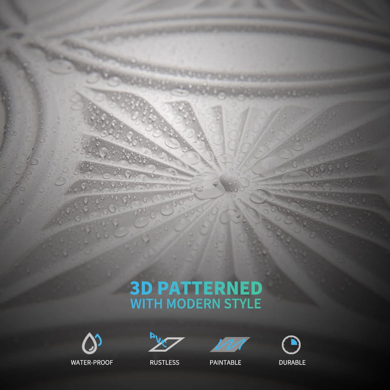 Art3d Decorative PVC Drop Ceiling Tile 2ft x 2ft in White,Glue up Ceiling Panel 24 x 24in.12pcs 24*24