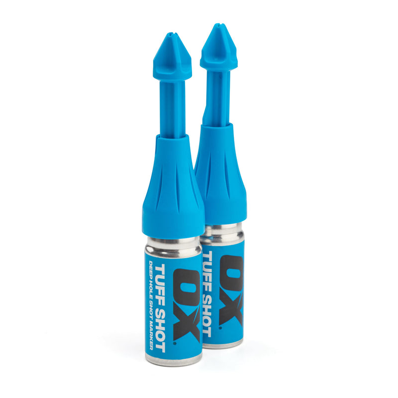 OX Tools 2-Pack Tuff Shot Deep Hole Marker Chalk Powder Shot for Drilling, Construction Marking Tool, Deep Reach Marker, 500 Total Bursts of High-Vis Green Chalk Spray Marking for Carpentry 2 Pack