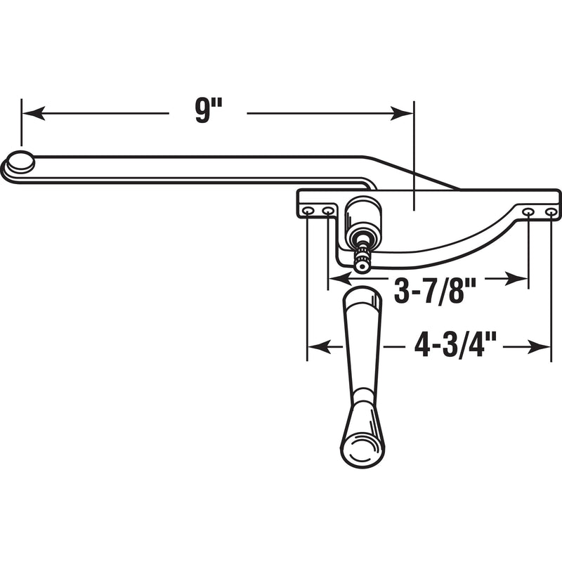 Prime-Line H 3709 9 In., White Diecast, Casement Operator, Right Hand, Teardrop Type (Single Pack)