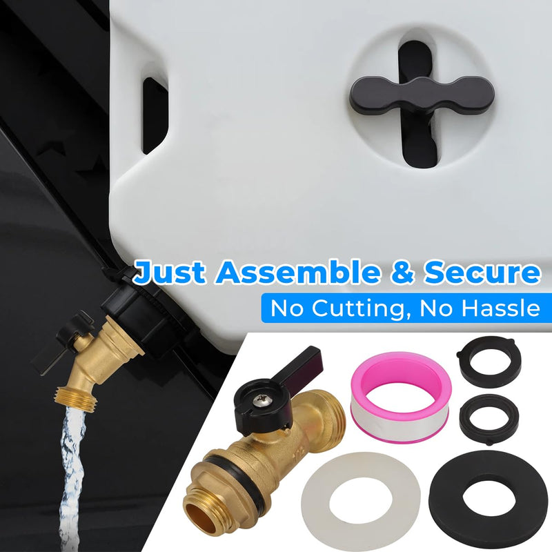 for ROTOPAX Water Containers - Brass Water Container/Rain Barrel Quarter Turn Spigot Kit
