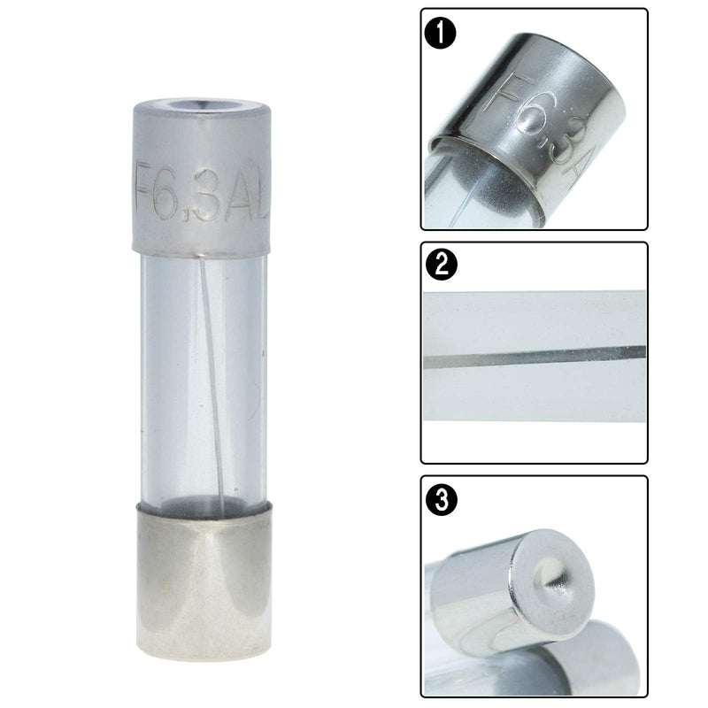 AUKENIEN 15 value 150 pieces 0.5A 1A 1.6A 2A 2.5A 3A 3.15A 4A 5A 6.3A 8A 10A 12A 15A 20A 250V fuses 5x20mm fuse glass fuse glass tube fuse fine fuse fast glass fuse kit 5x20 fuse "F"