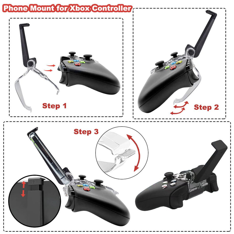 Phone Mount for Xbox Series X Controller, Xbox Series X Controller Mobile Gaming Clip Mobile Phone Holder for Xbox Series X Adjustable Xbox Series S/X Controller Gaming Phone Clamp Black