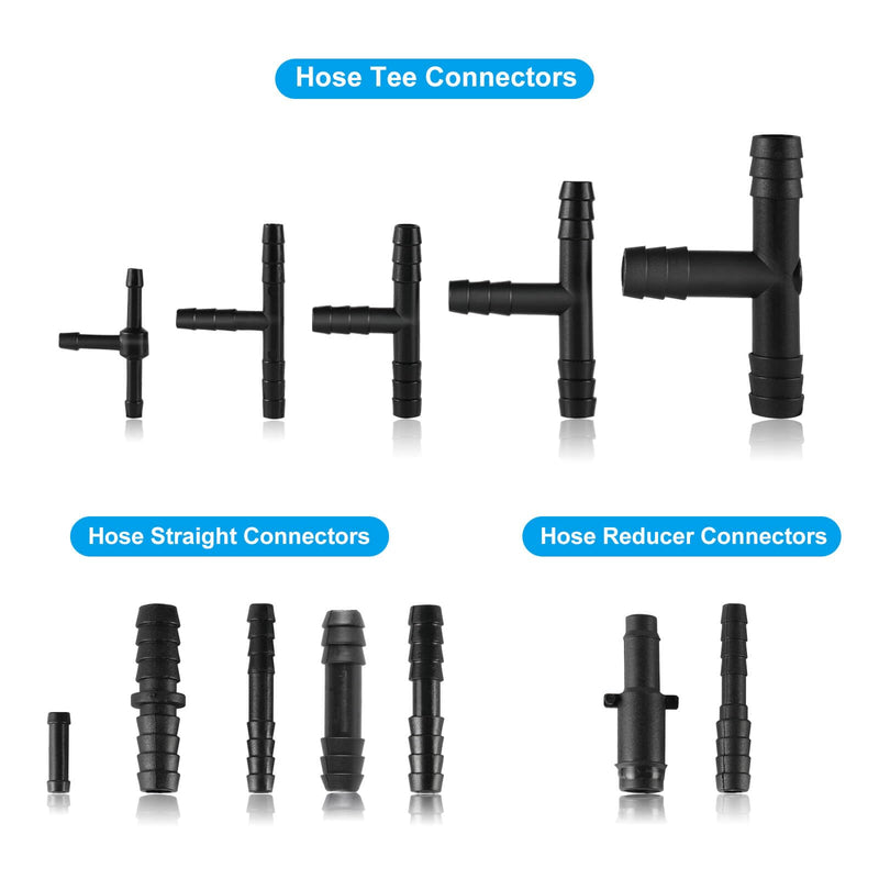 105PCS Automotive Vacuum Connector Assortment, 1/8" 3/16" 1/4" 5/16" 3/8" Vacuum Connector, Automotive Vacuum Tubing Connector, Vacuum Tee Connector, Vacuum Straight Connector