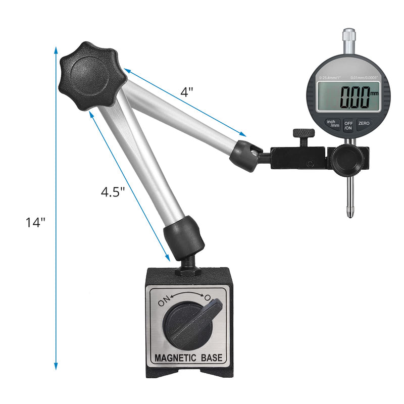 AUTOUTLET Magnetic Stand Holder for Dial Indicator, Strong Magnetic Stand Base Holder, 176lbs/80kg Maximum Pulling Force, Universal Flexible Magnetic Holder for Dial Indicator Measuring Tool Magnetic Base