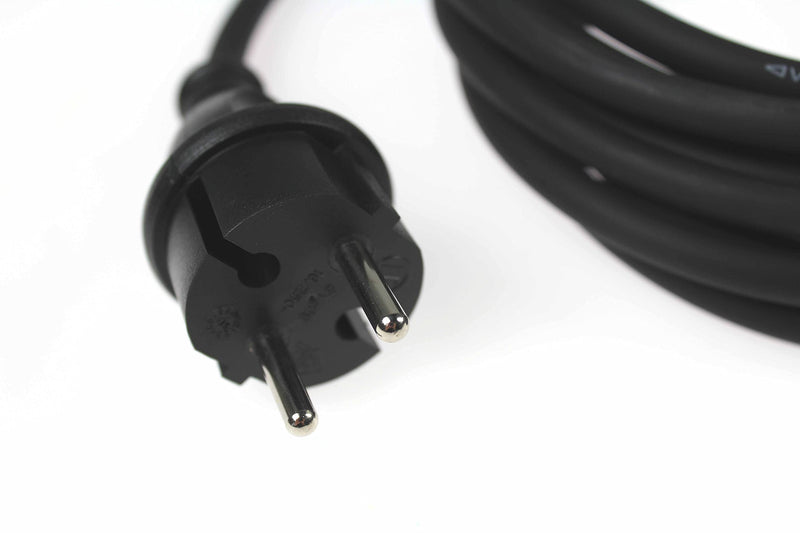 as - Schwabe drill connection cable, 5 m rubber connection cable H05RN-F 2x1.0mm², contour plug with cable, adapter cable with wire end sleeves, 230V, 16A, IP44, black, 70530 Single