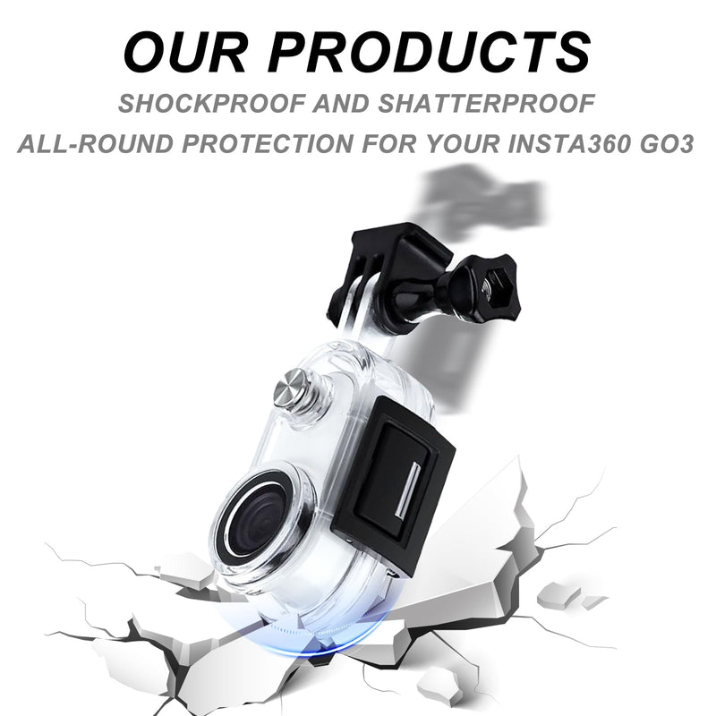 Waterproof Housing Case for Insta360 Go 3, Underwater Dive Protective Shell 30M (98ft) with Bracket Accessories
