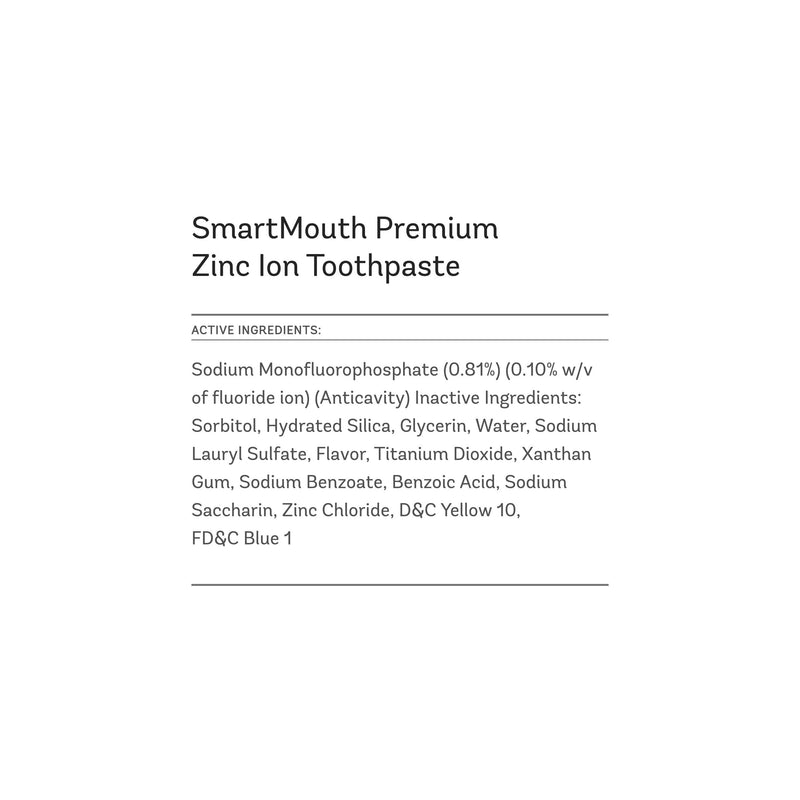 SmartMouth Anti-Cavity + Zinc Toothpaste - Fluoride for Cavity Prevention - Remineralizes Enamel - Sensitive Whitening - Alcohol-Free, Sugar-Free & Gluten-Free - 6 oz, 3-Pack