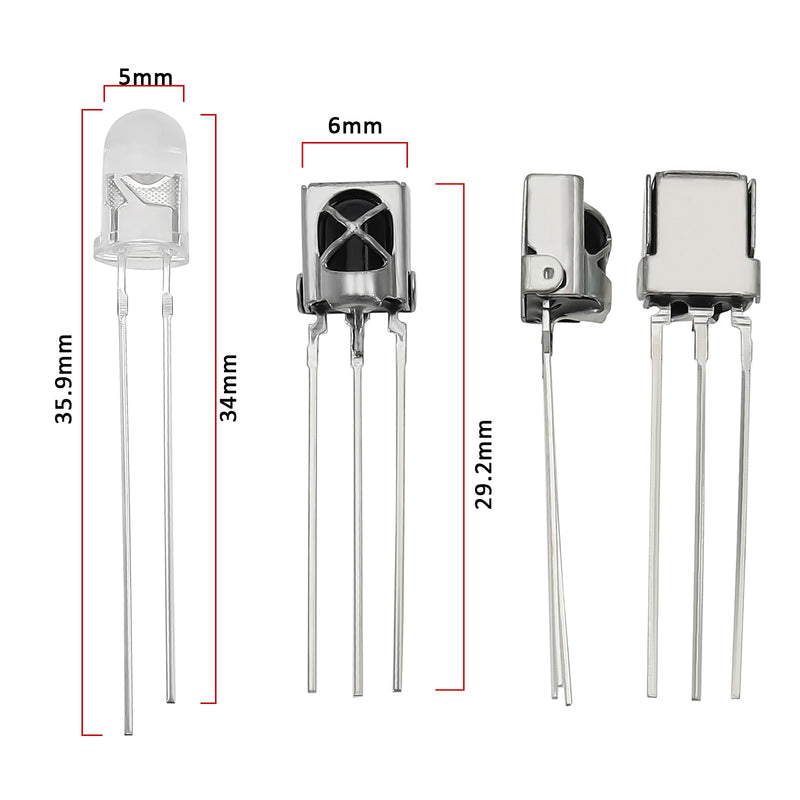 EMSea Pack of 20 Pairs Transmitter Receiver Kit 5mm Infrared Transmitter VS1838B Infrared Receiver for Electronic Devices Phototransistor Communication Devices