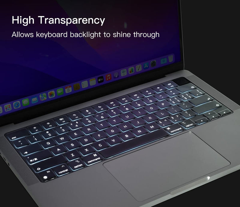 CaseBuy Premium Keyboard Cover for 2024 2023 M2 M3 MacBook Air 15" A2941 A3114, M2 M3 MacBook Air 13.6" A2681 A3113, MacBook Pro 14" 16" A2442 A2779 A2918 A2992 A2485 A2780 A2991 M3 M2 M1 Pro/Max MacBook Pro 14/16 Inch Clear