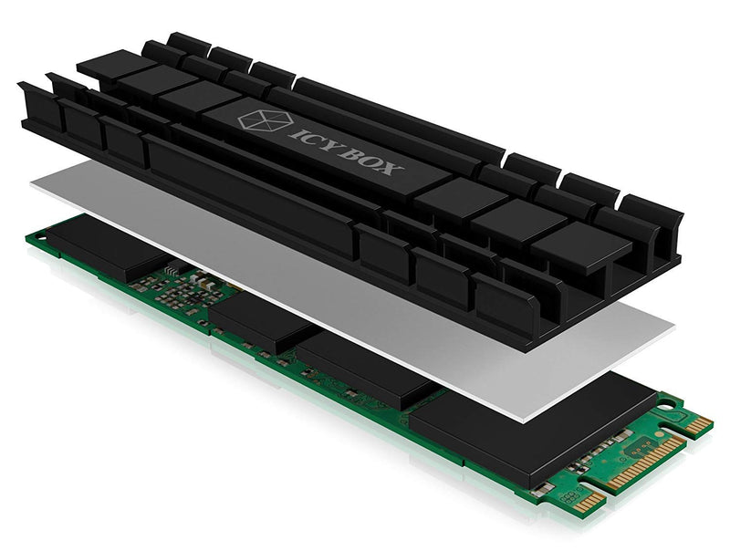 ICY BOX IB-M2HS-701 Heatsink Set for M.2 SSD Aluminum 5 mm | Suitable for PC and PS5 systems. Aluminum design with 5mm thickness. Improves the heat dissipation of the M.2 SSD 2280 Without fan (flat)