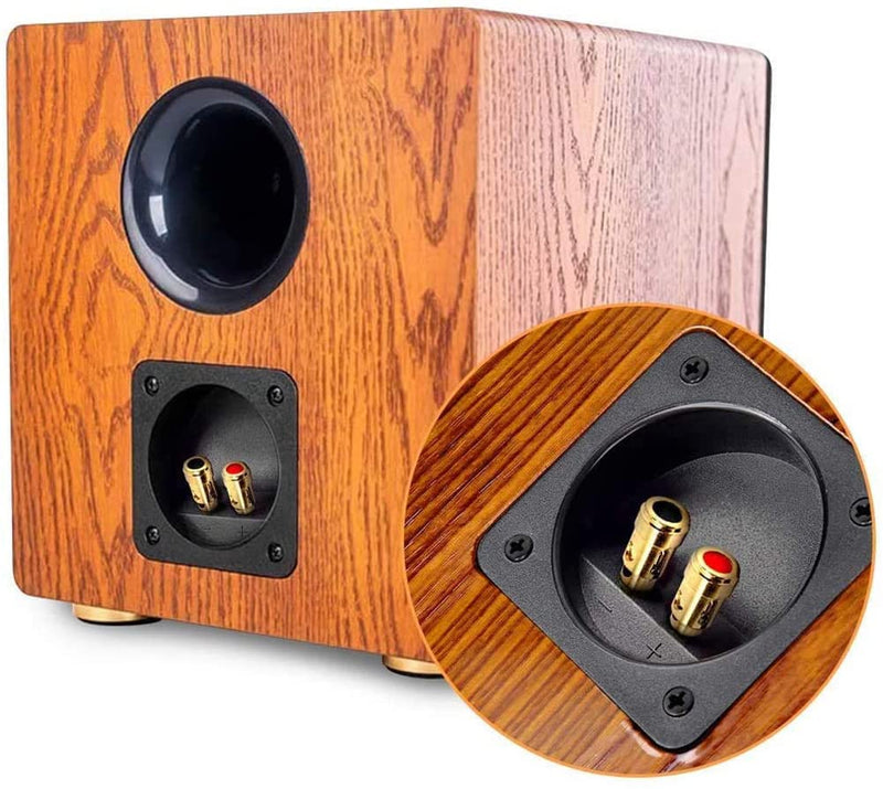 2 Pcs 3.1” Double Binding Round Gold Plate Push Spring Loaded Jacks Speaker Box Terminal Cup
