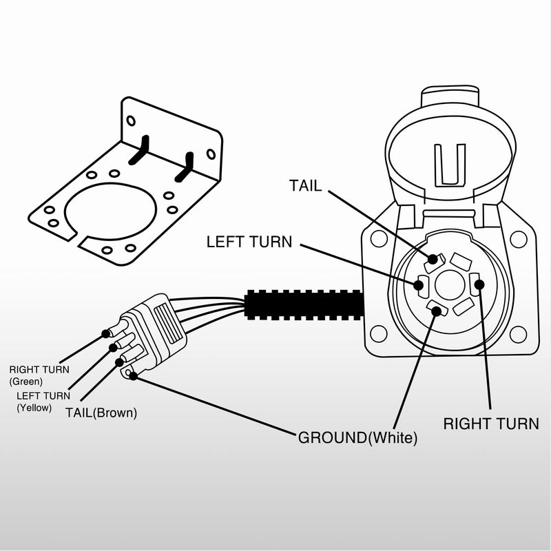 Nilight 4 Way Flat to 7 Way Round Blade Trailer Adapter Wiring Harness 4 Pin to 7 Pin Electrical Connector Wiring Plug Connector with Mounting Bracket for RV Truck Factory Tow Package 4Way to 7Way Adapter