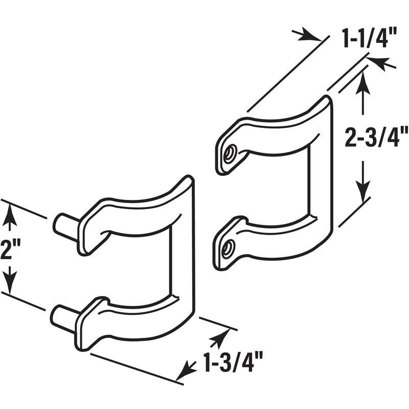 Prime-Line M 6159 Diecast Shower Door Handle Set for Shower Doors or Tub Enclosure, 2” Hole Center, Brass (Single Pack)