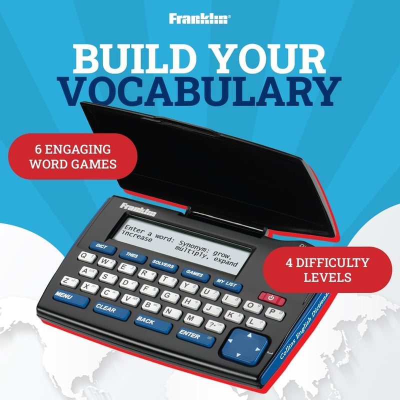 Franklin Collins English Digital Dictionary Express Edition - Electronic Dictionary, Your Language Companion with Thesaurus, Games & Converters - Dictionary with Synonyms and Antonyms