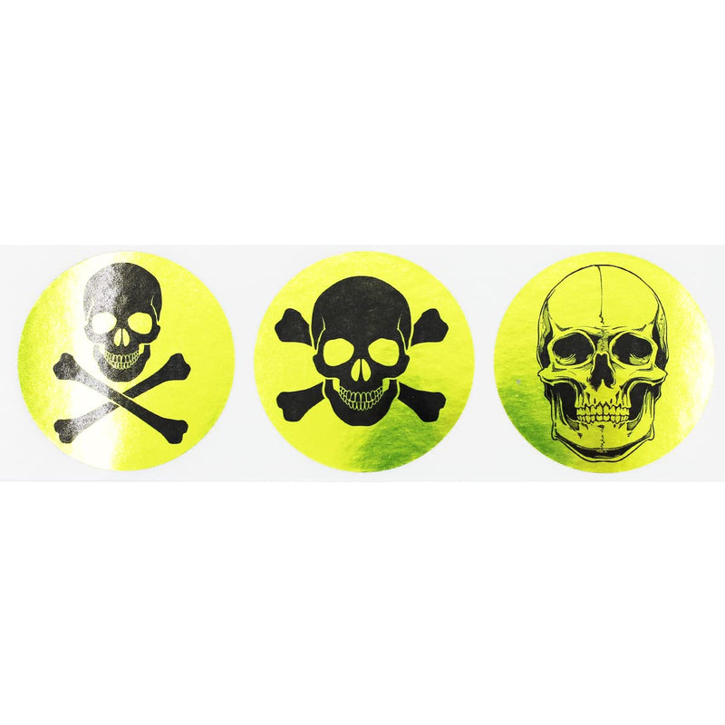 Gold Skull and Crossbones Circle Dot Stickers, 2 Inch Round, 100 Labels on a Roll