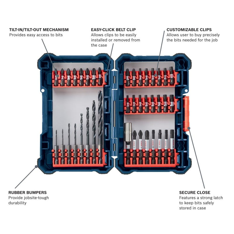 Bosch DDMS40 40 pc. Impact Tough™ Drill Drive Custom Case System Set 40-Piece Set