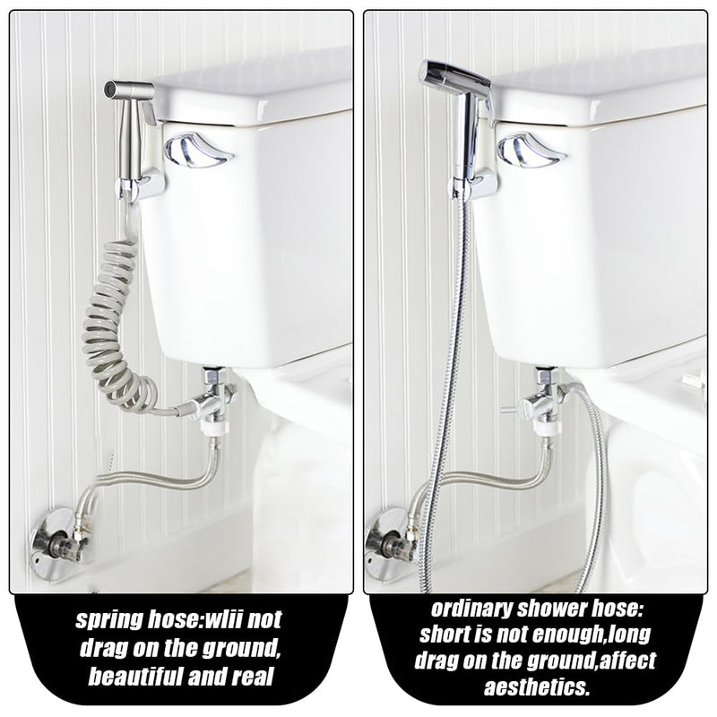 Handheld Bidet Sprayer for Toilet Kit,Adjustable Water Pressure,Stainless Steel Diaper Sprayer Set,Hand Held Head for Personal Hygiene and Pets Cleaning with Retractable Spring Hose and Holder