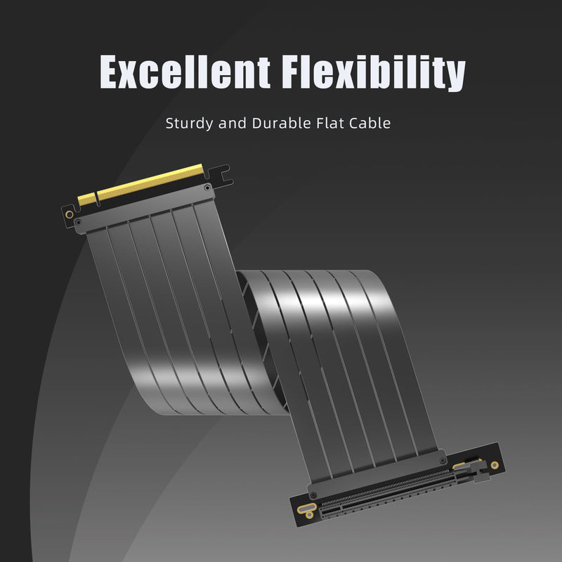 GLOTRENDS 300mm PCIe 3.0 X16 Riser Cable for Low-end PCIe 3.0 GPUs, Such as GeForce RTX 20/GTX 16/GTX 10 Series and AMD Radeon RX5000/VII/RX Vega/R9 Fury Series, etc 90 Degree Right Angle