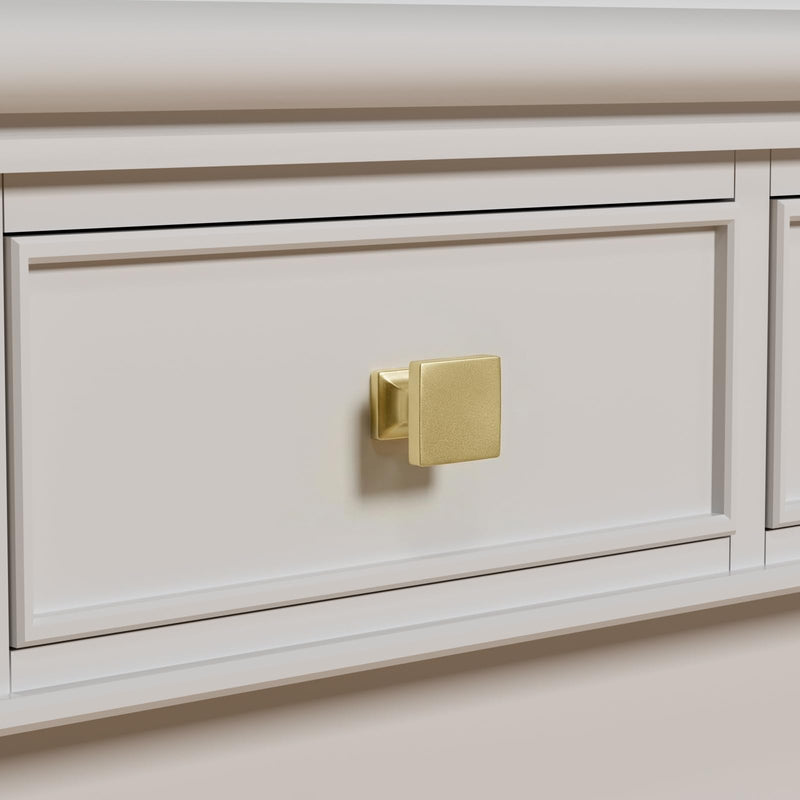 homdiy 15 Pack Brass Cabinet Knob Modern Square Knobs- Gold Cabinet Knob Brushed Brass Dresser Drawer Hardware MO6785BB Brushe Gold Kitchen Cupboard Hardware Matte Gold