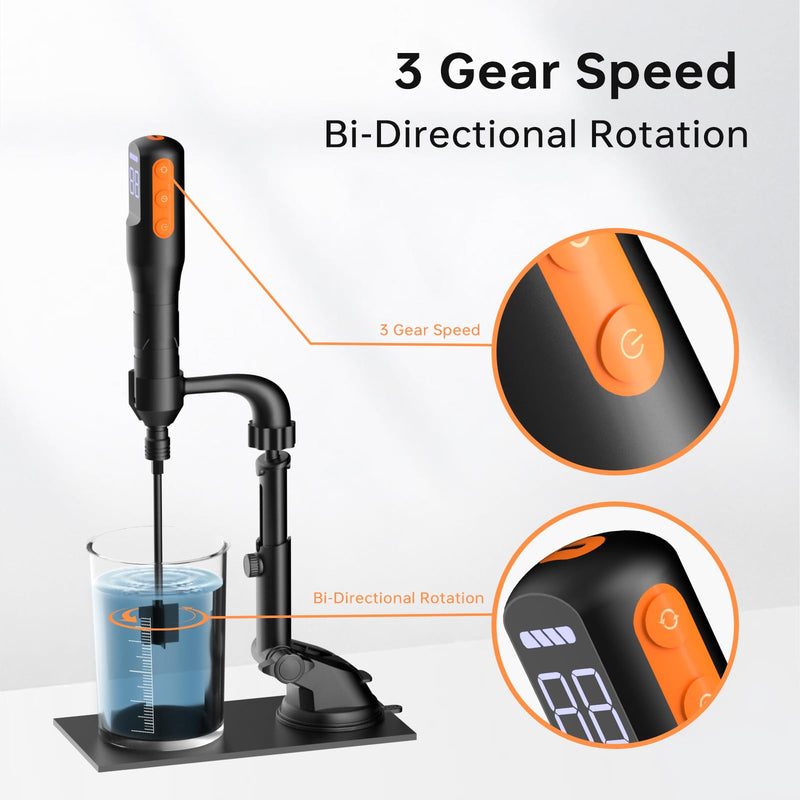 Rechargeable Resin Mixer with Stand | 3 Speeds Control | Timed Stop Function | 4 Electric Stirrer Paddles for Epoxy Resin, Silicone, Paint Mixing, Soap Making, Resin Tools, DIY Crafts (Black) Black