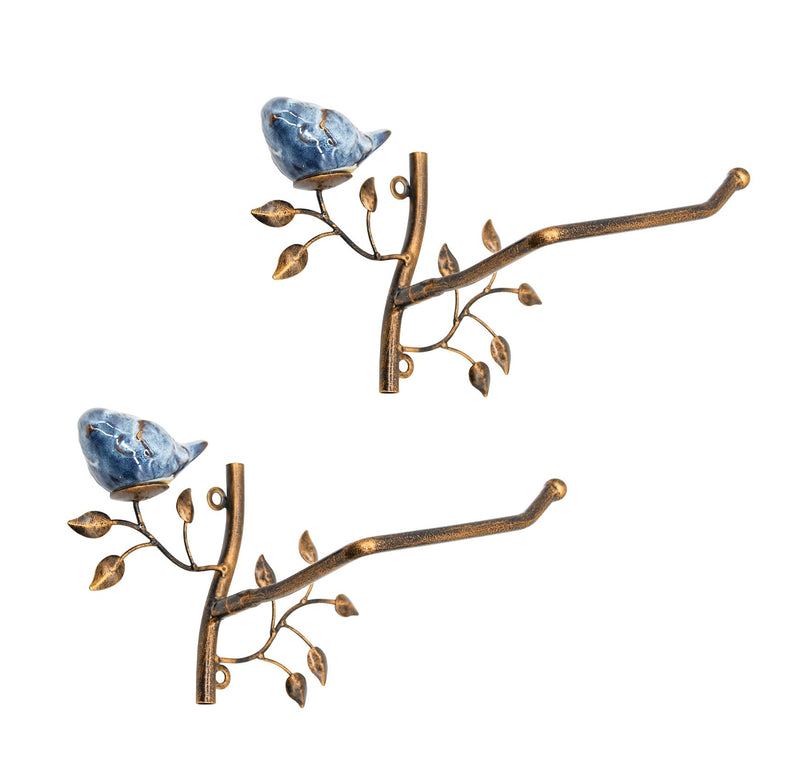 Owlgift Set of 2 Wall Mounted Metal Toilet Tissue Holder w/Ceramic Bird, Roll Organizer for Bathroom - Bronze Bronze 2set One Size