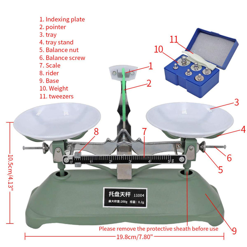 MUYIRTED 200g mechanical scale, pallet scale with 5g 10g 20g 50g 100g laboratory calibration weight
