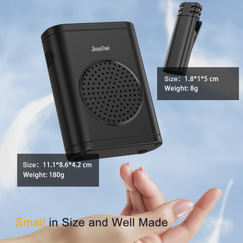 Voice Amplifier Wireless Microphone, Portable Teacher Microphone for Classroom with Bluetooth, Portable Speaker PA System Wireless Lapel Mic for Elderly/Yoga/Meetings/Speeches/Tours Guide
