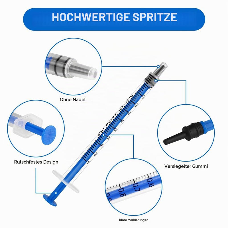 Offcup Plastic Syringe 1 ml Disposable Syringes with Caps Pack of 10 | Food Syringe Plastic Tube for Small Pet Feeding Engine Oil Brake Fluid Non-Medical Use 1 ml, 10 pieces