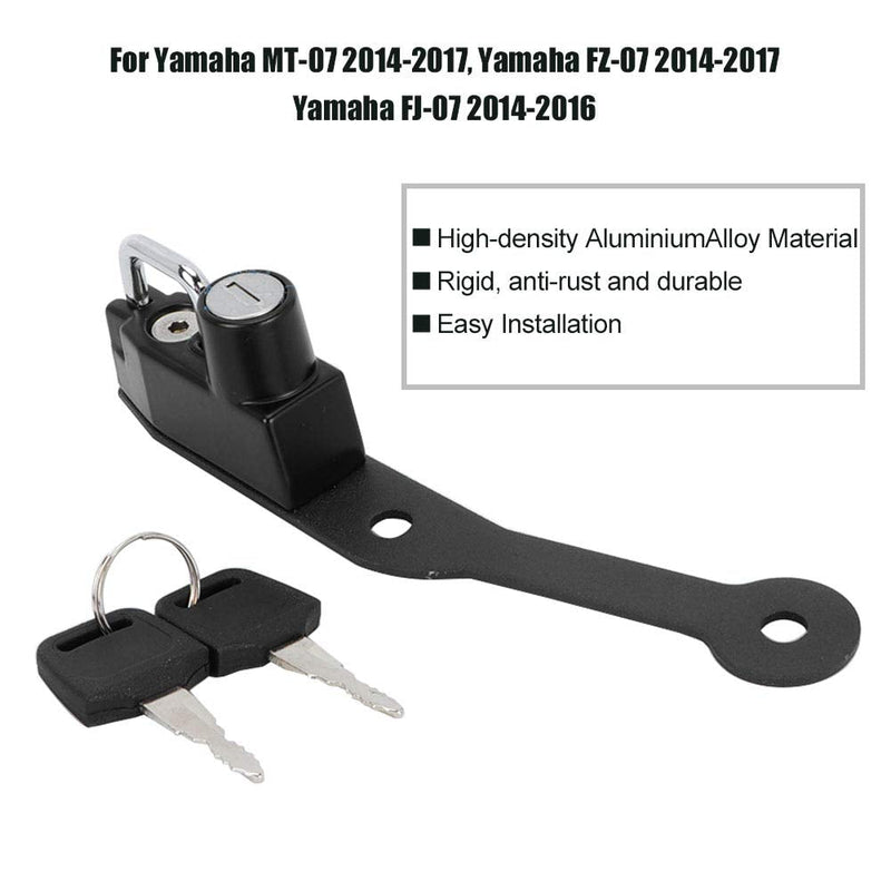 Motorcycle Aluminium Alloy Helmet Lock Kit Compact and Small Size Black Motorcycle Mount Hook Replacement for MT07 FZ07 2014-2017 FJ07 2014-2016