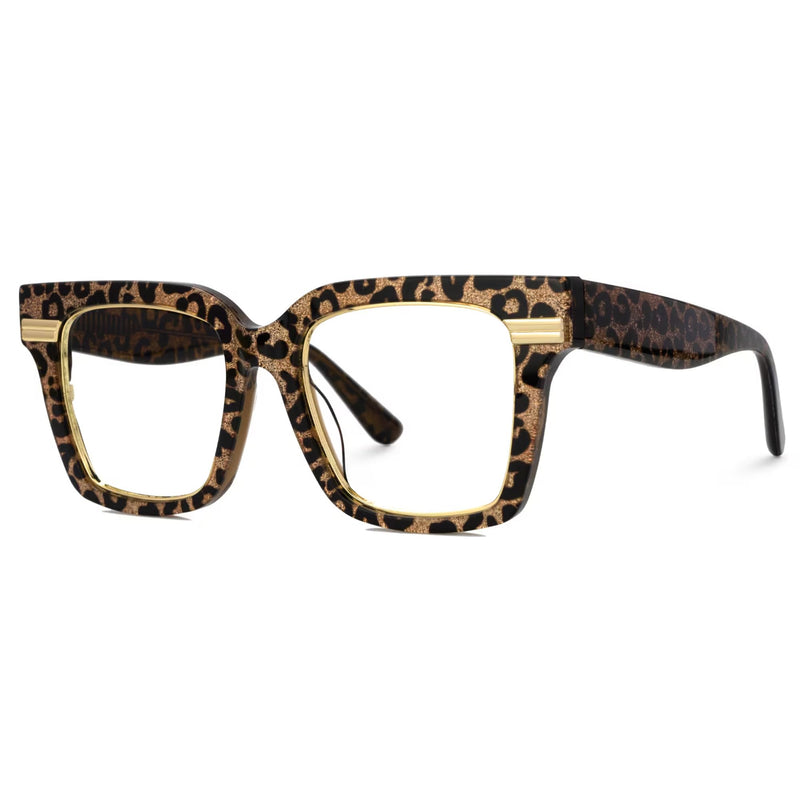 Zeelool Glasses Frame for Women, Personality Fit Glasses Eyeglasses with Non-prescription Clear Lenses Taylor ZJGX799757 Leopard Print Blue Light Blocking Lens
