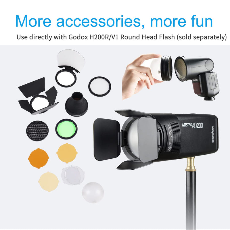 Godox AK-R1 Accessories Kit for Godox H200R Ring Flash Head Godox AD100PRO / AD200 / AD200Pro / Godox V1 / Godox V1 Pro Round Head Flash Accessories Easy to Use