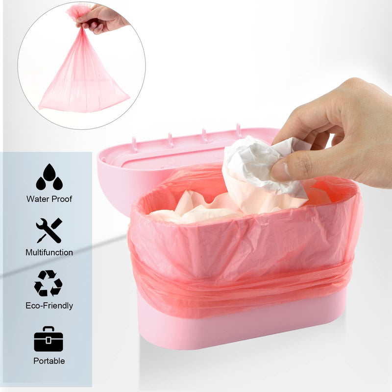 Car Trash Can, Mini Trunk Push Hanging Portable Car Bin with 2 roll Disposable Trash Bag for Car, Home, Office. (Car Trash can Pink) Car Trash can pink