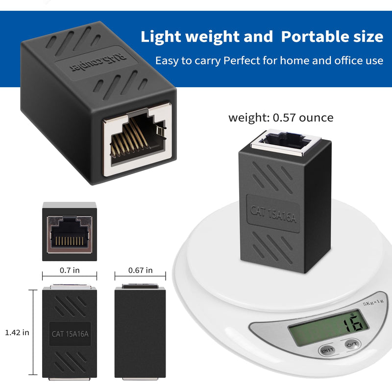 RJ45 Ethernet Coupler, RJ45 Coupler, in Line Coupler for Cat7/Cat6/Cat5e/Cat5 Ethernet Cable Extender Adapter for Network Cabling Female to Female (8Pack Black)
