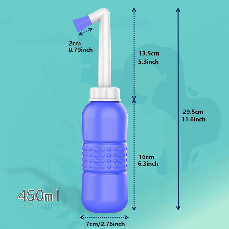 2 Pack Peri Bottle 450ml Postpartum Perineal Cleansing Bottle, Feminine Care Postpartum Perineal Cleansing 15oz Portable Bidet Travel Bidet with Waterproof Storage Bag (Pink+Blue) 2 pcs x 450 ml