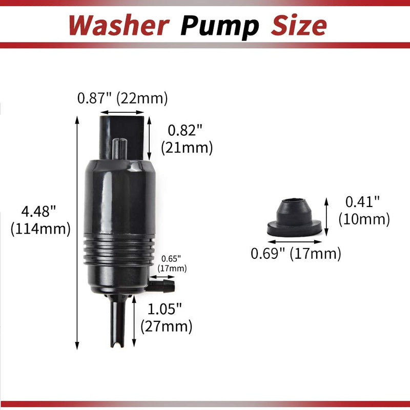 OTUAYAUTO Windshield Washer Pump - Replacement for Chevy Silverado 1500, 2500, 3500, GMC Acadia, Sierra 1500, 2500, 3500, Original Factory OEM: 22999423, 84518407 Washer Fluid Pump with Grommet