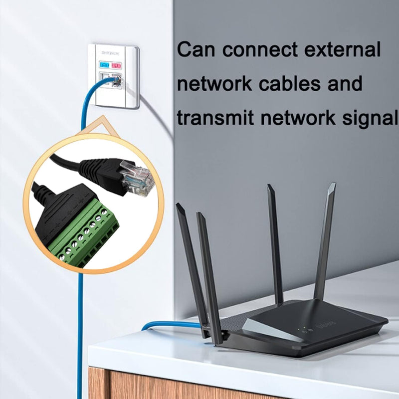 10 Pcs RJ45 Male to 8 Pin Screw Terminal Adapter,1ft RJ45 8p8c to 8Pin Bolt Terminal Connector for Cat 5/5e/6 Ethernet Extender CCTV Digital DVR Network Adapter (Male) RJ45 Male Connector（10PCS)