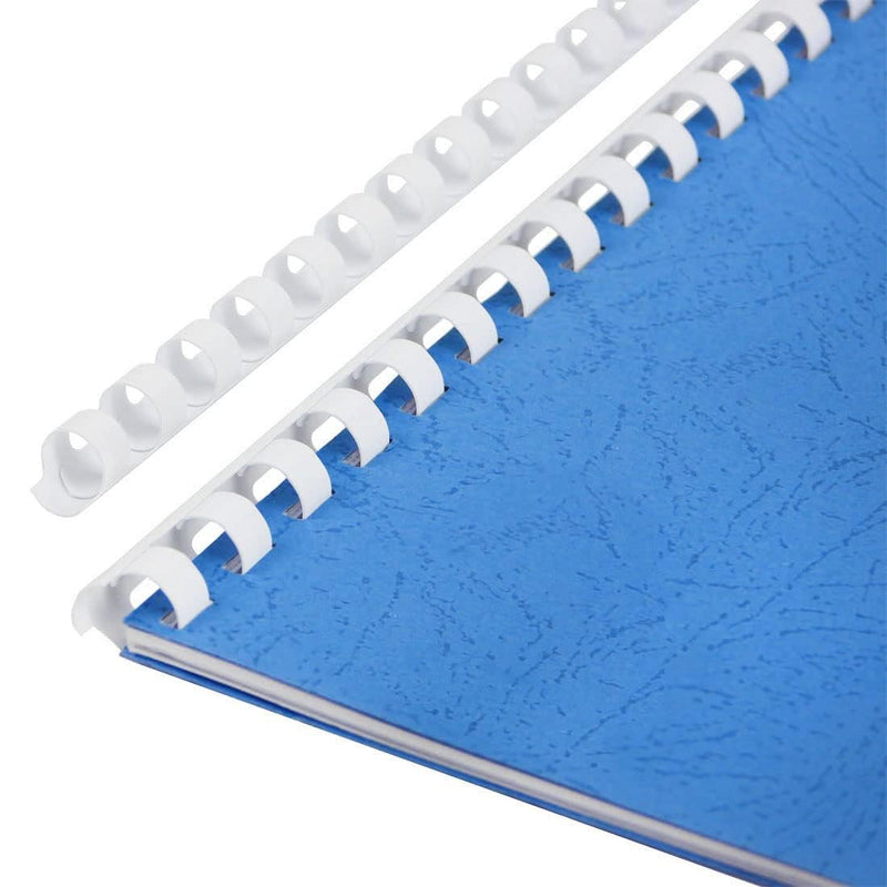 Plastic Binding Combs, Mixed Size, 21rings, 1/4in, 5/16in, 3/8in, 1/2in, Binding Capacity 20-90 Sheets, Max. Binding A4 Size Paper, White, Pack of 100