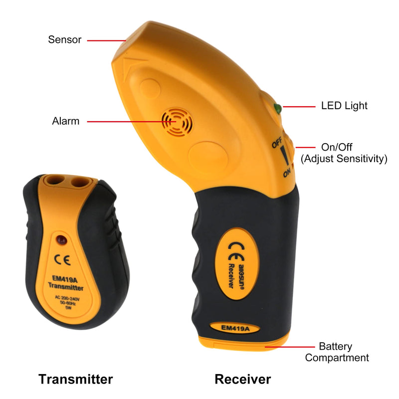 allsun AC 100-120V Circuit Finder Non-Contact Voltage Sensor Auto-Sensing Receiver Transmitter Locates AC Circuits Fuses EM419A-110V US Plug