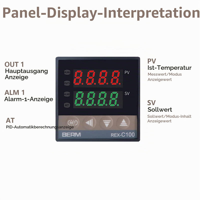 WANGCL Digital PID Controller Intelligent Thermostat with 40A SSR Relay Type K Thermocouple for Electrical Energy Chemical Industry Faeces Tanks Ovens - 0-1300℃