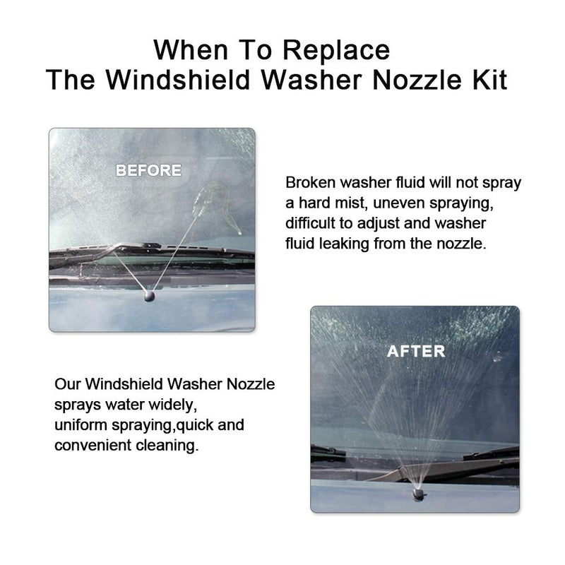 Front Windshield Washer Nozzles Kit for Dodge, Jeep, Ram - Replaces OEM # 4805742AB, 5116079AA Wiper Spray Washer Jet with 118 Inch Long Fluid Hose and 6 Connectors Front Windshield Washer Nozzles & Hose Kit