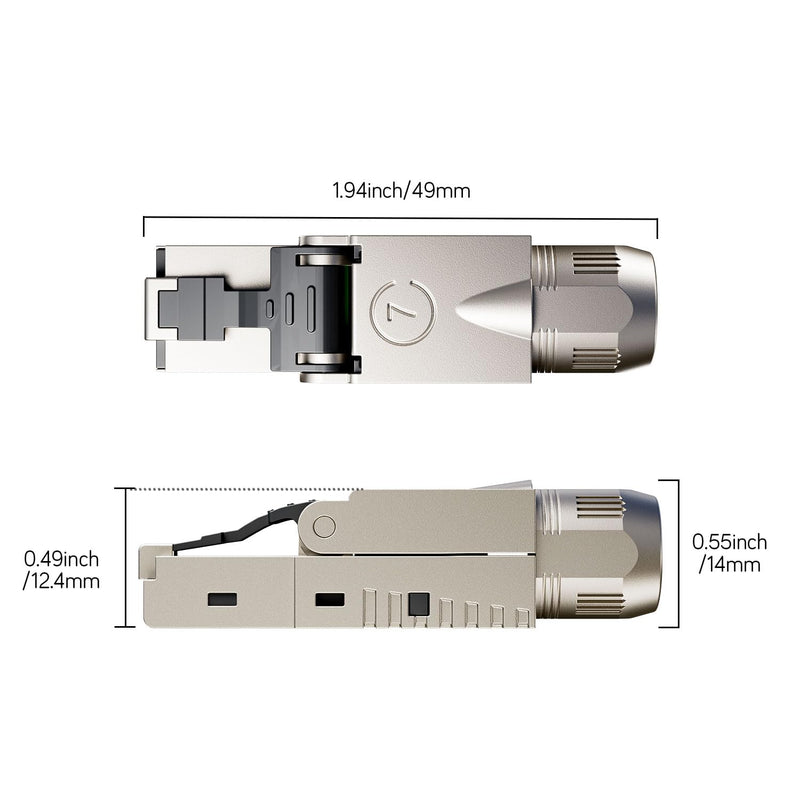 FGB RJ45 CAT7 Network Connectors 10Gbps 600MHz (Pack of 4) | Lan plug, shielded, LSA RJ45 plug, tool-free, for installation cable CAT7 / CAT6A AWG 22-24 4 pcs.