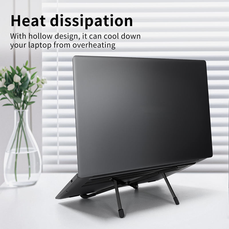 Protable Laptop Stand for Desk,Foldable Laptop Riser Holder,Ventilated Cooling Notebook Mount Computer Stand for 10-15.6” Laptops,Tablets，Aluminum (Black) Black