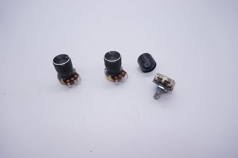 Taiss/3pcs 10k ohm Potentiometer Single Turn Rotary Linear Variable Potentiometer + 3pcs black aluminum alloy knob WH138